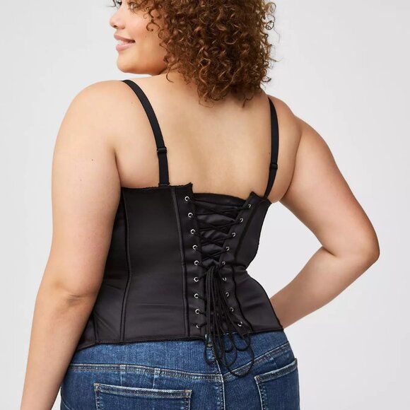 TORRID Black Satin Cat Hook Front Bustier Size 2x - Picture 2 of 7